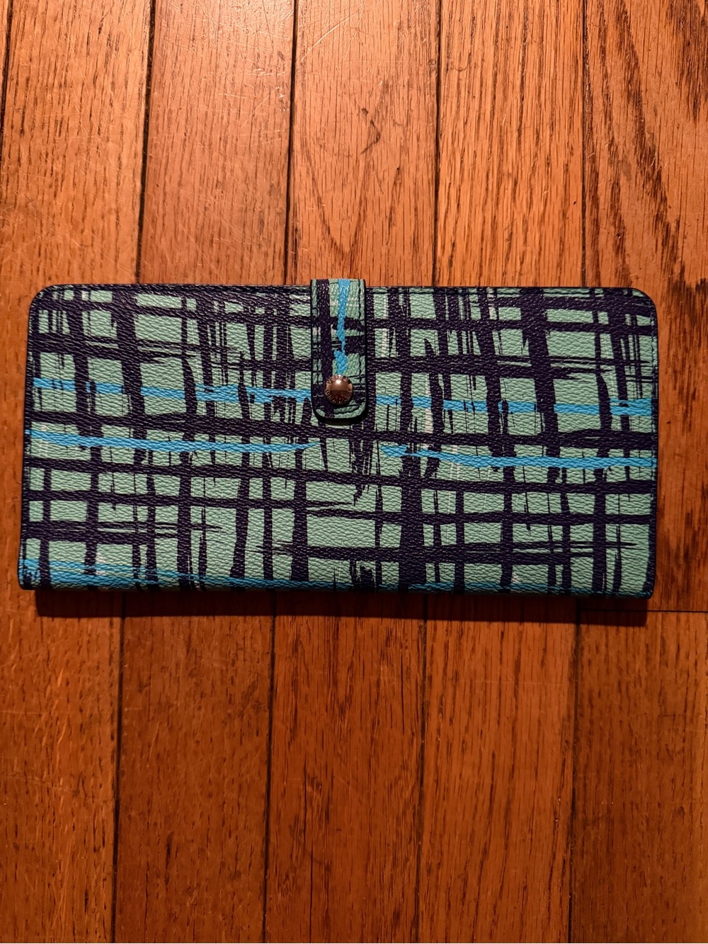 Vera Bradley Teal & Navy Grid Snap Wallet